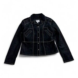 Wilsons Leather Black Contrast-Stitch Leather Jacket L